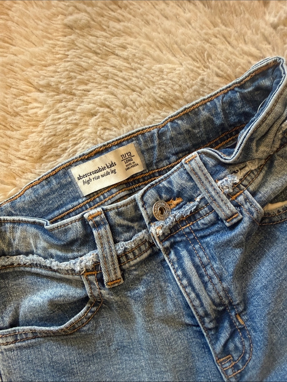 abercrombie kids light blue high-rise wide leg jeans